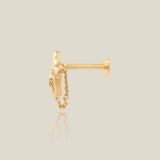 14K North Star Flare Chain Stud Earring