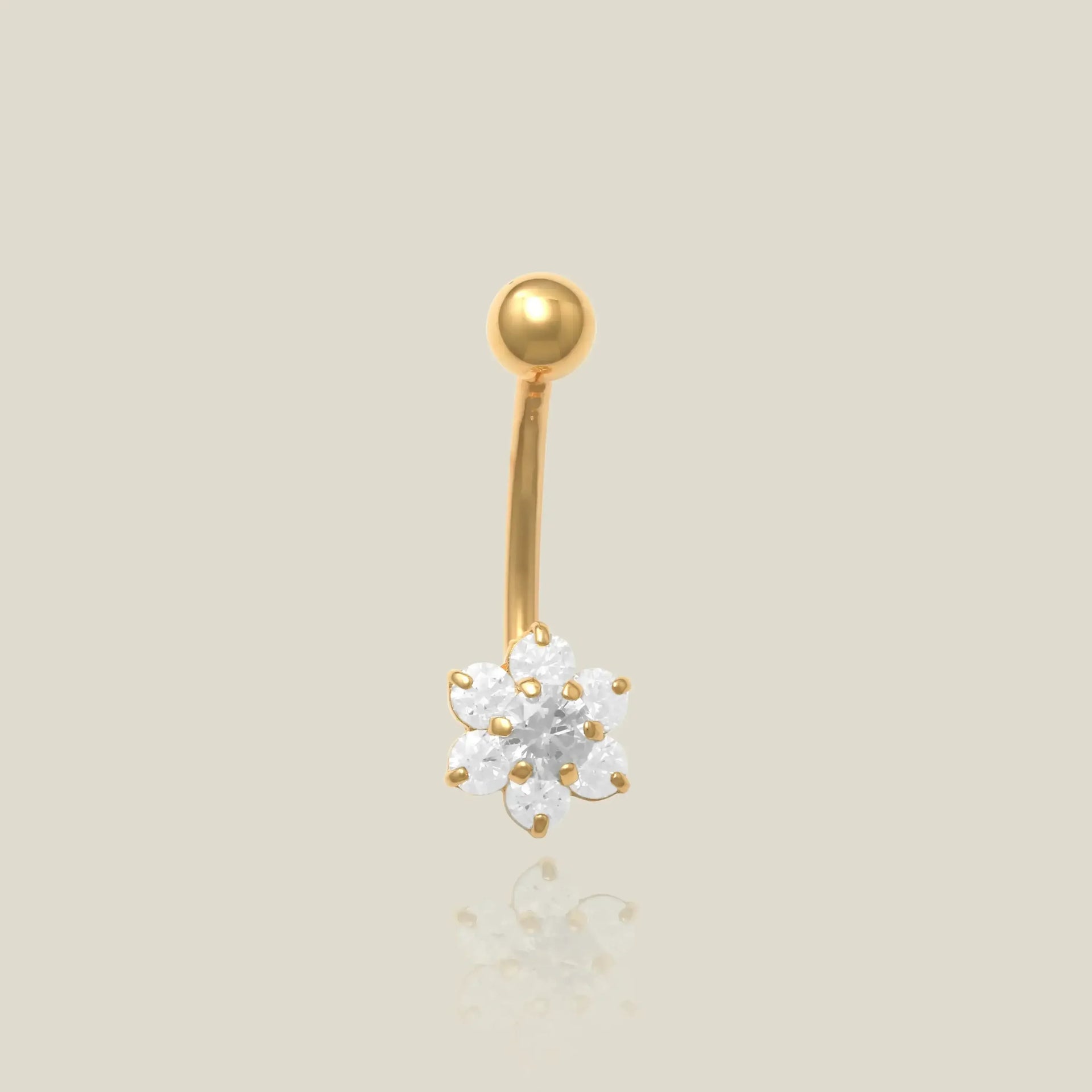 Prong Stone Flower Curved Barbell