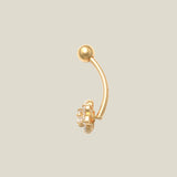 Prong Stone Flower Curved Barbell - Anygolds