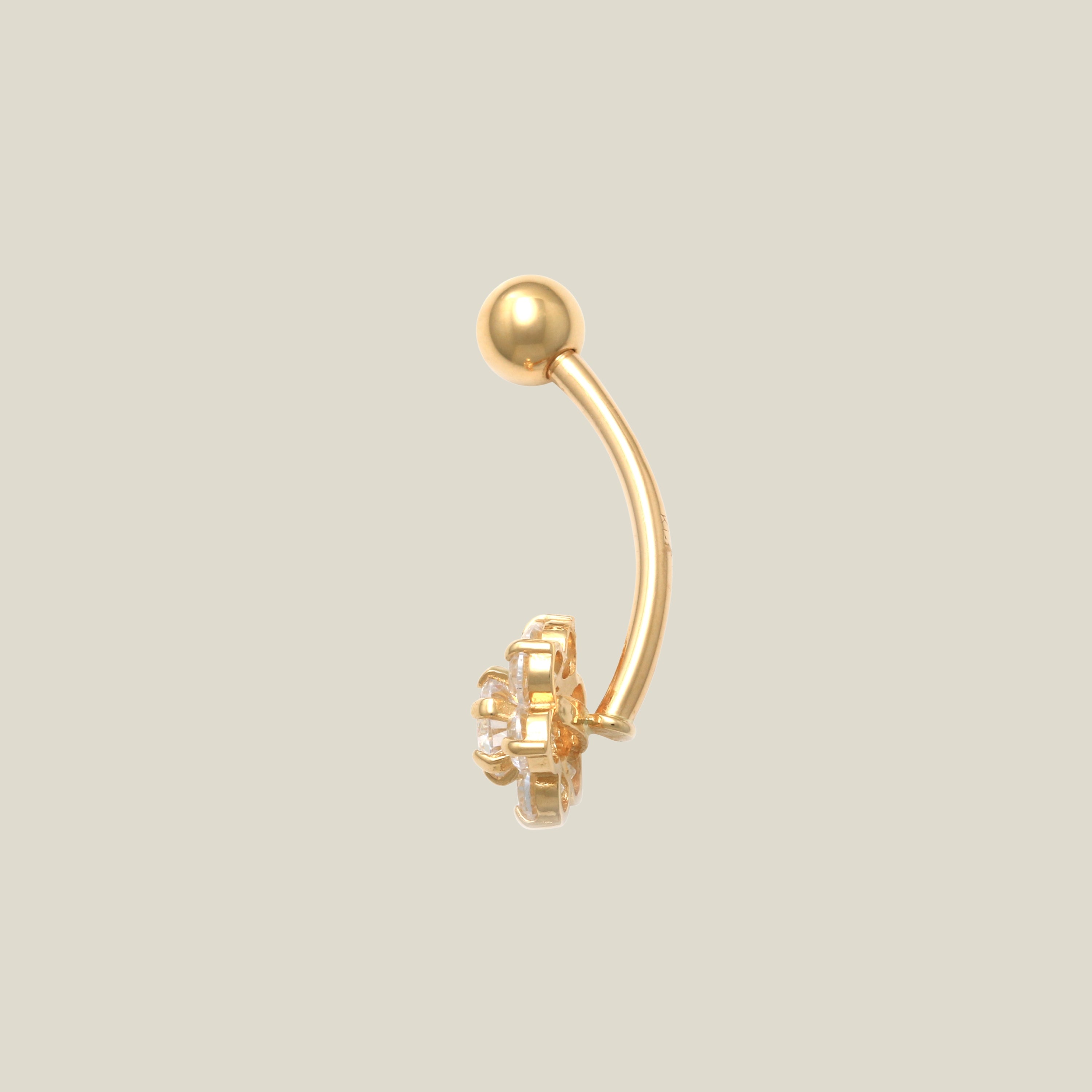 Prong Stone Flower Curved Barbell - Anygolds