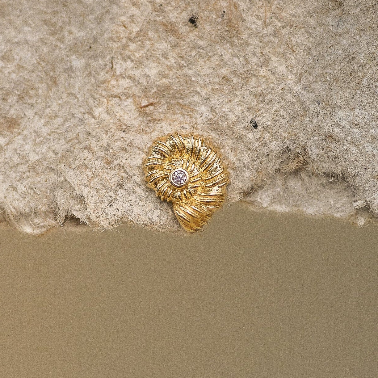 14K Molten Shell Stud Earring