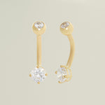 14K Solid Gold Round Cubic Zirconia Ball Belly Piercing - Anygolds 