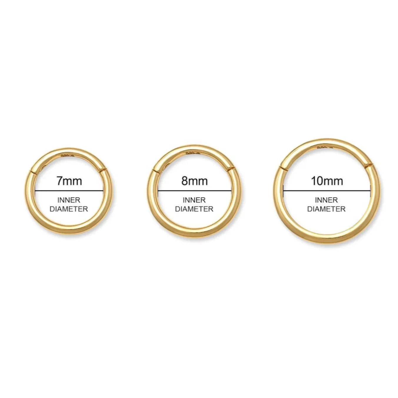 14K Solid Gold Plain Seamless Clicker Hoop Ring - 16G, 18G – Anygolds