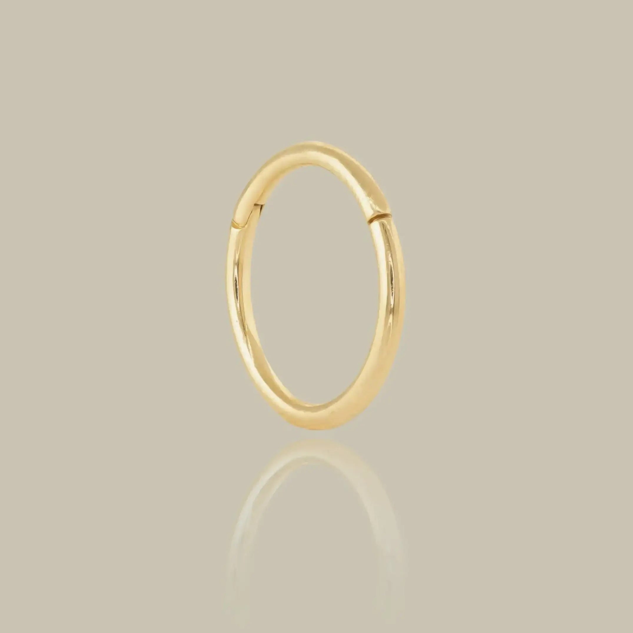 14K Solid Gold Plain Seamless Clicker Hoop Ring - 16G, 18G – Anygolds