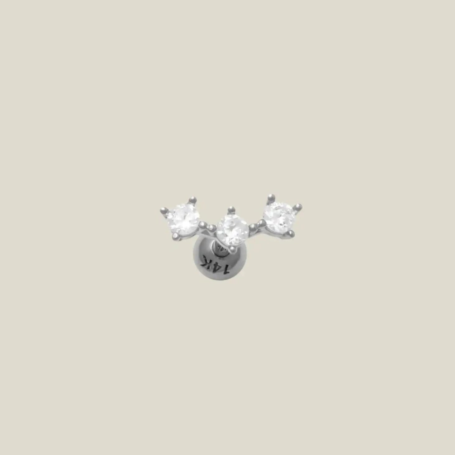 14K Solid Gold Diamond Mini Triple Stud – Anygolds