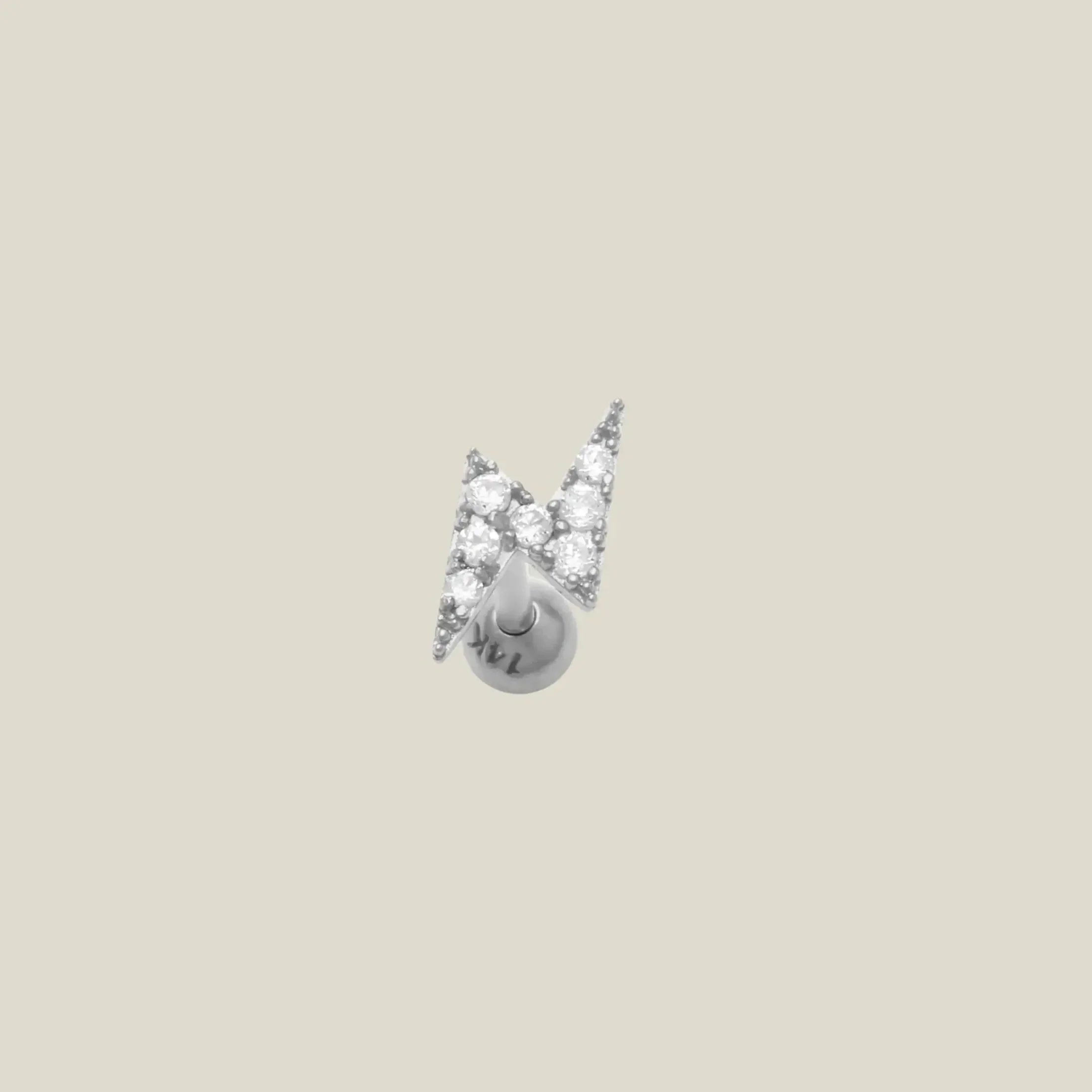 14K Solid Gold Diamond Lightning Bolt Stud – Anygolds