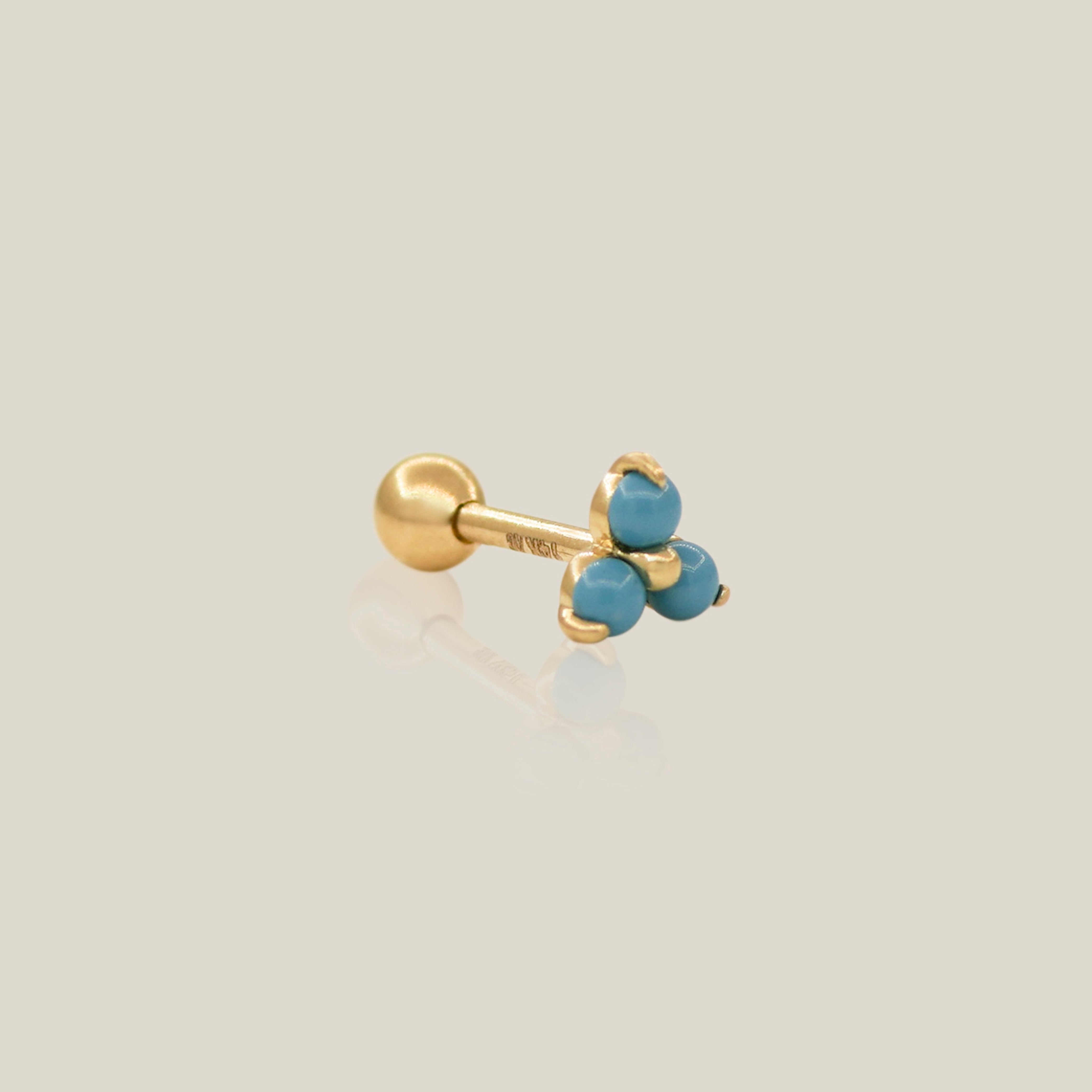 Turquoise Floral Trinity Stud - Anygolds