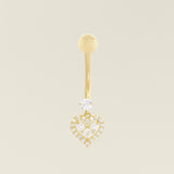 14K Solid Gold Cubic Zirconia Heart Drop Belly Piercing - Anygolds 