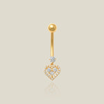 CZ Drop Heart Curved Barbell - Anygolds