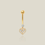 CZ Drop Heart Curved Barbell - Anygolds