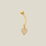 CZ Drop Heart Curved Barbell - Anygolds