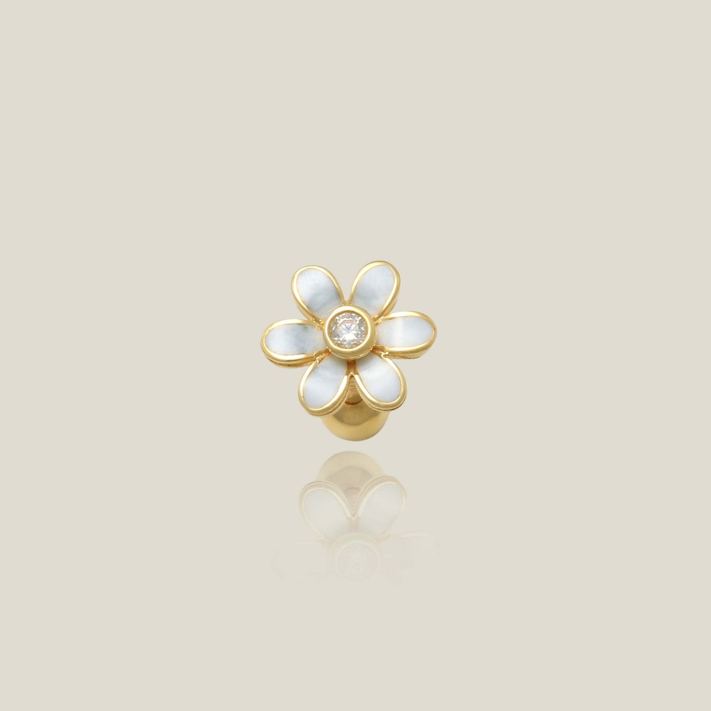 White Daisy Flower Stud - Anygolds