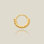 14k Solid Gold Medium Beaded Hoop  - Anygolds 