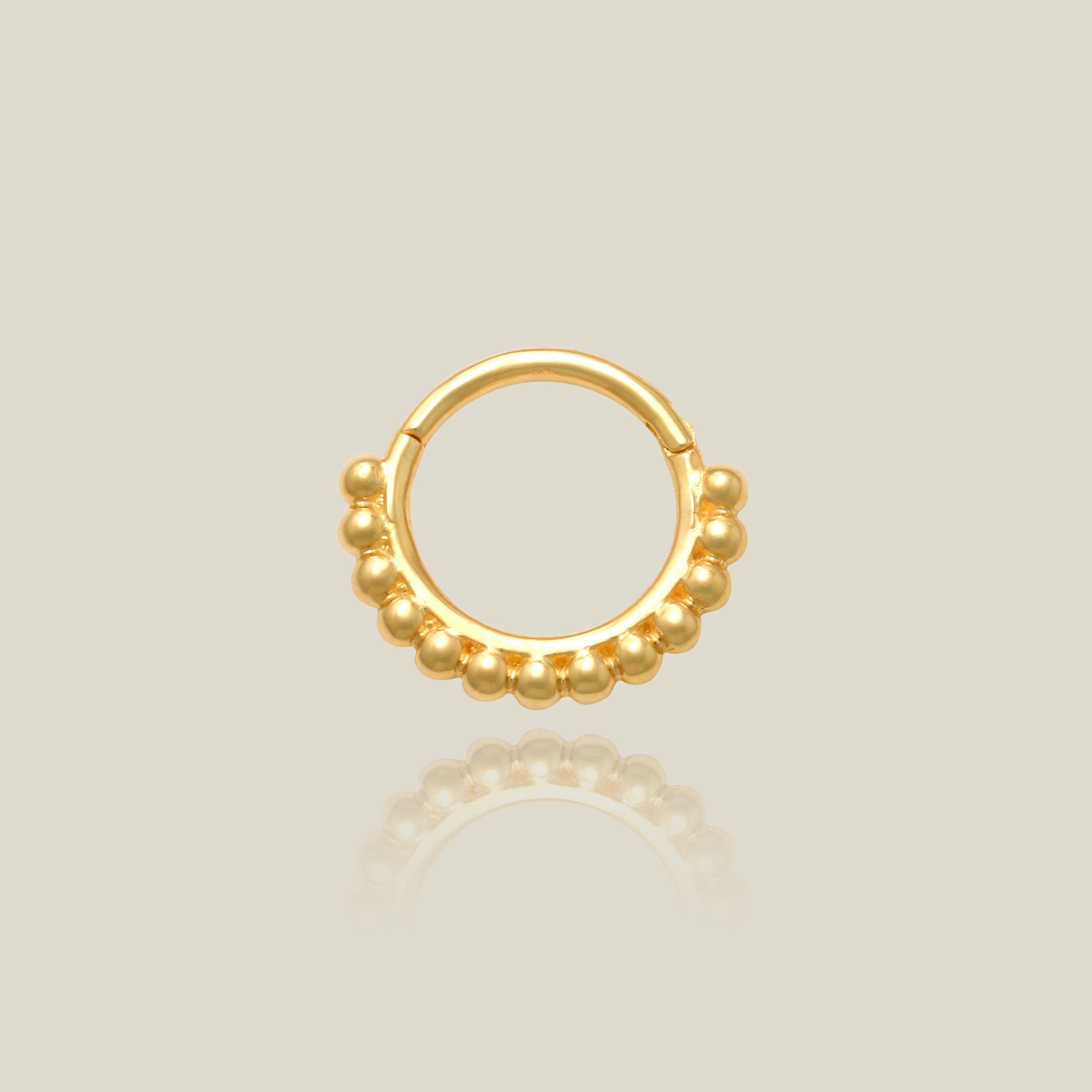 14k Solid Gold Medium Beaded Hoop  - Anygolds 