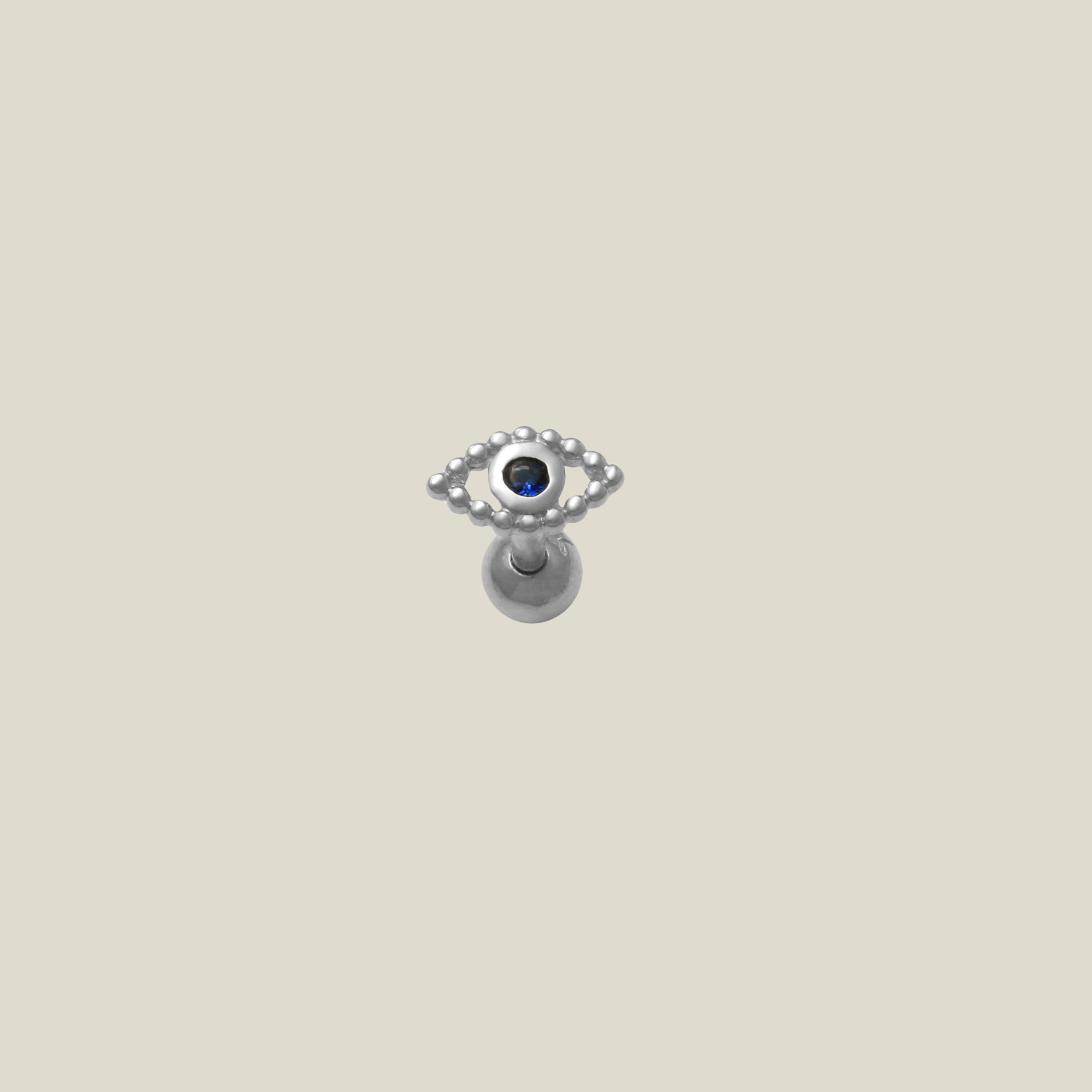 Sapphire Blue CZ Evil Eye Stud