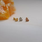 14k Solid Gold Matte-Finish Heart Stud Piercing Earring - Anygolds 