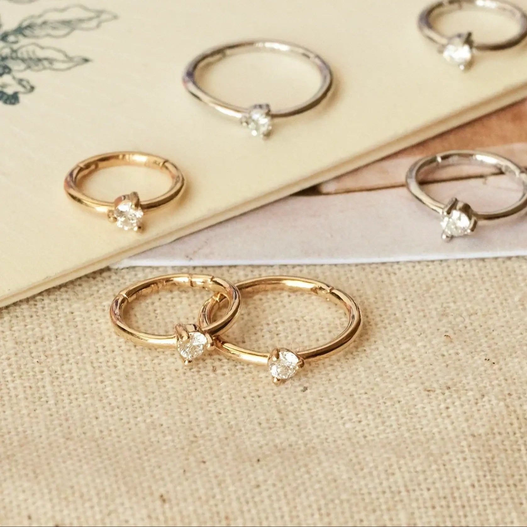 14K Solid Gold Single Diamond Clicker Hoop – Anygolds