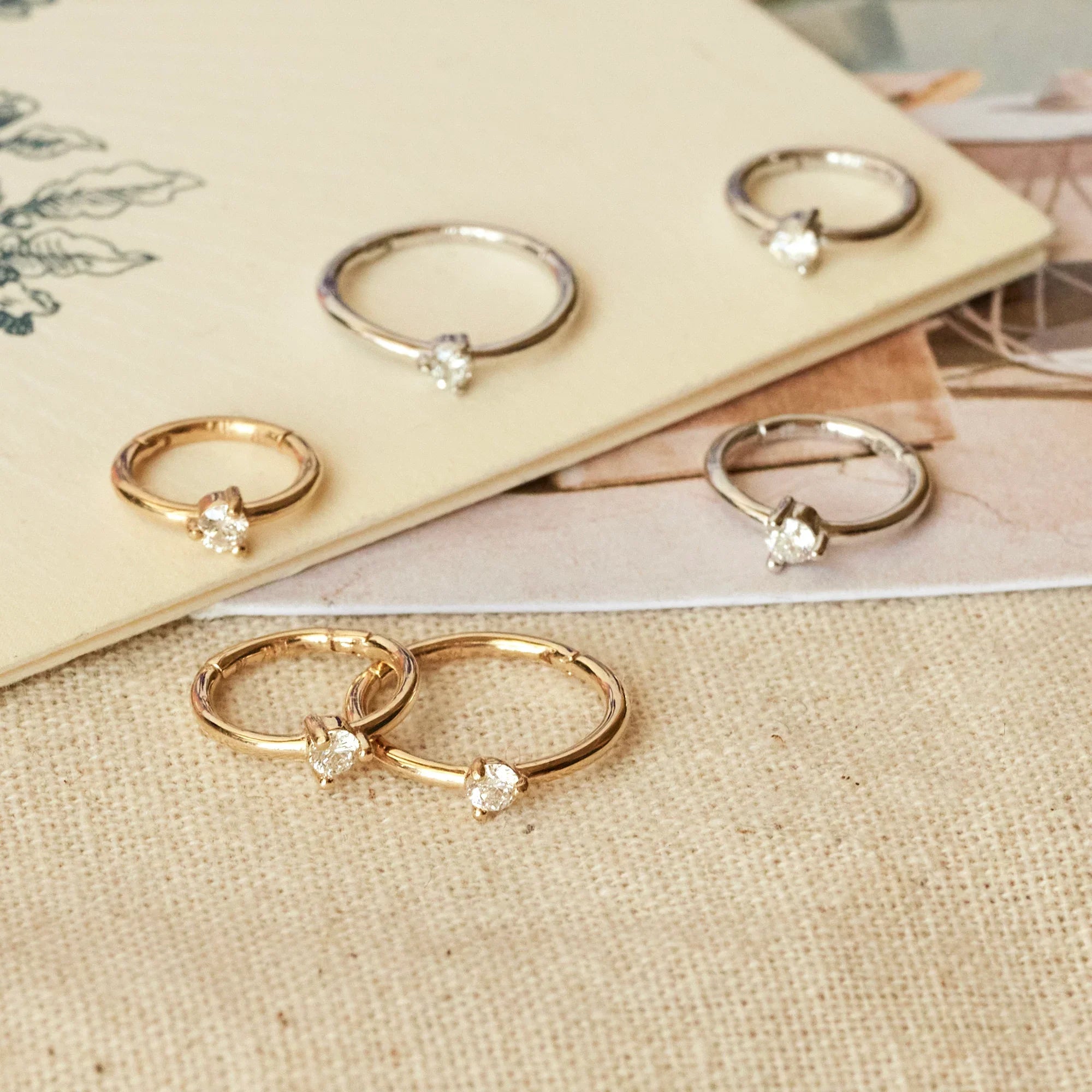 14K Solid Gold Single Diamond Clicker Hoop – Anygolds