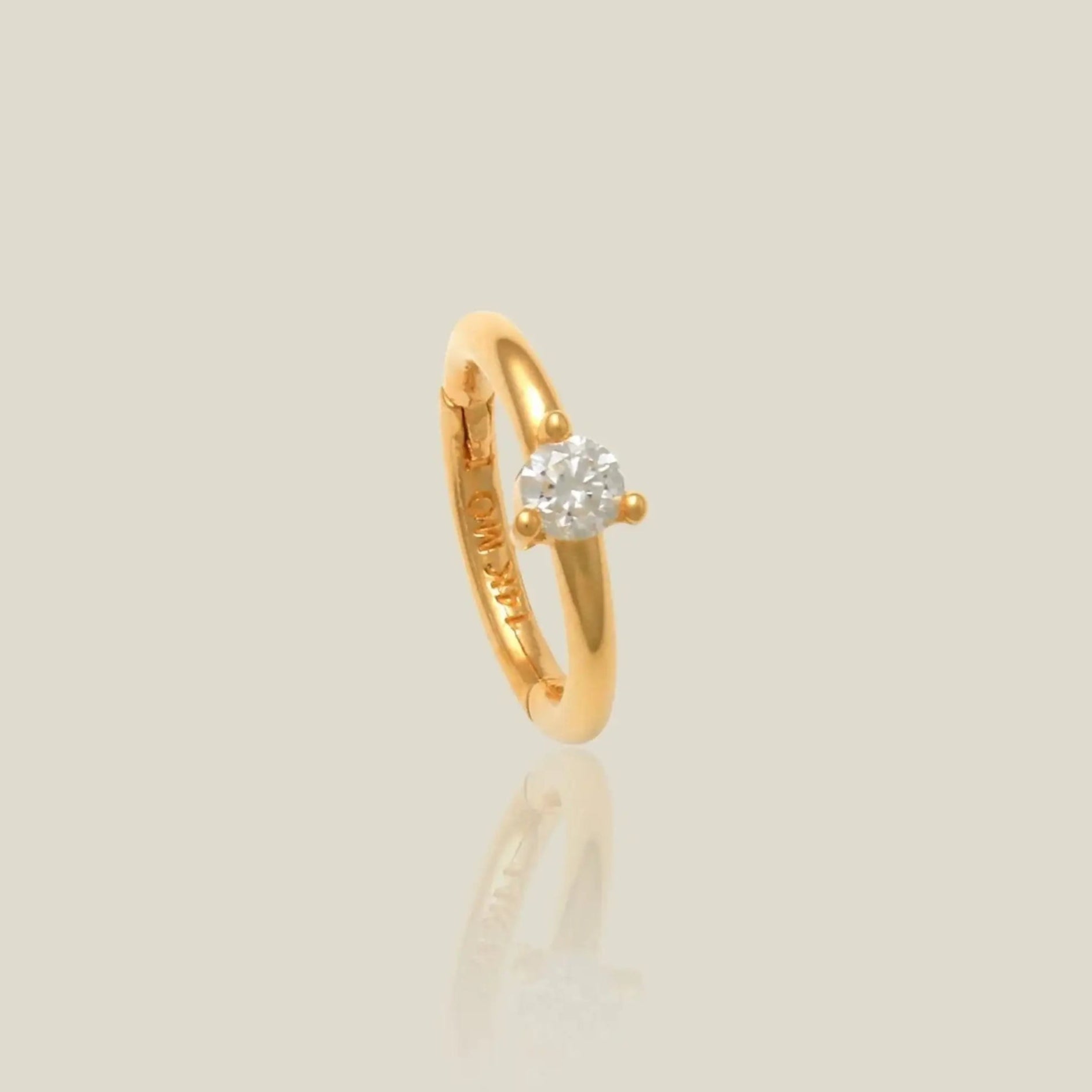 14K Solid Gold Single Diamond Clicker Hoop – Anygolds