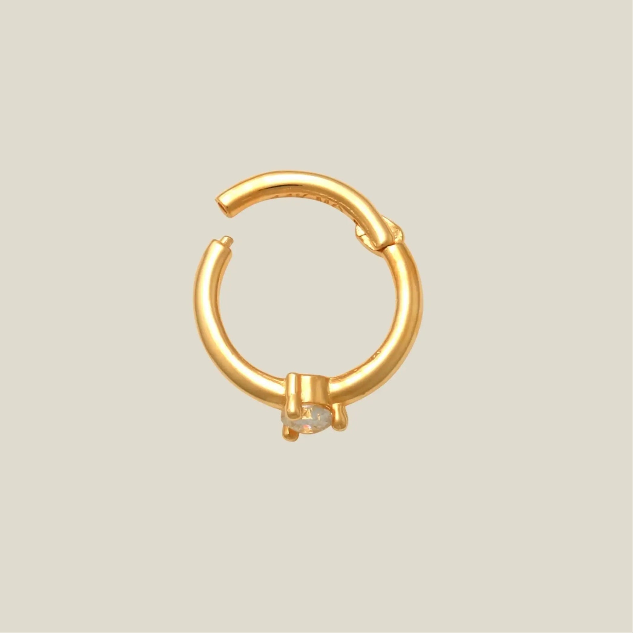14K Solid Gold Single Diamond Clicker Hoop – Anygolds
