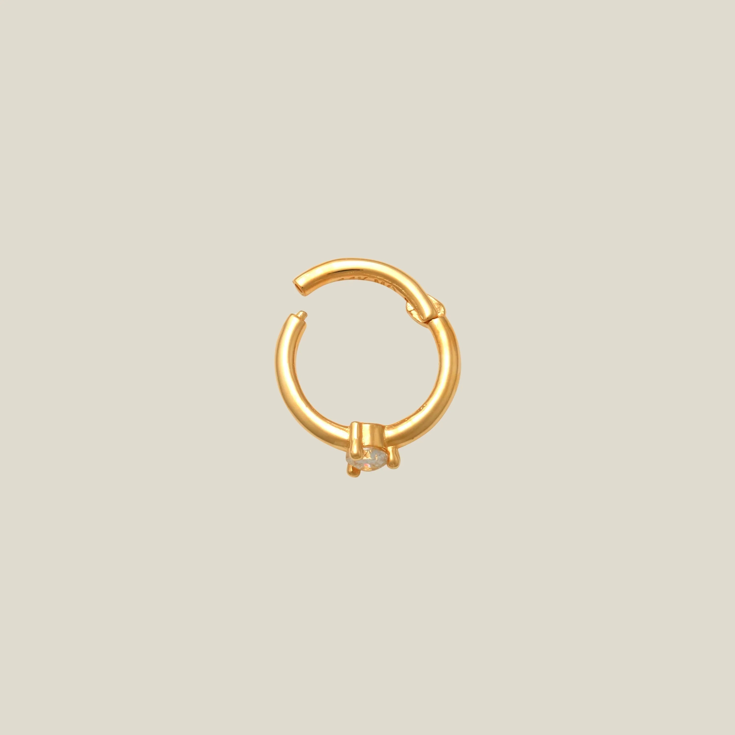 14K Solid Gold Single Diamond Clicker Hoop – Anygolds