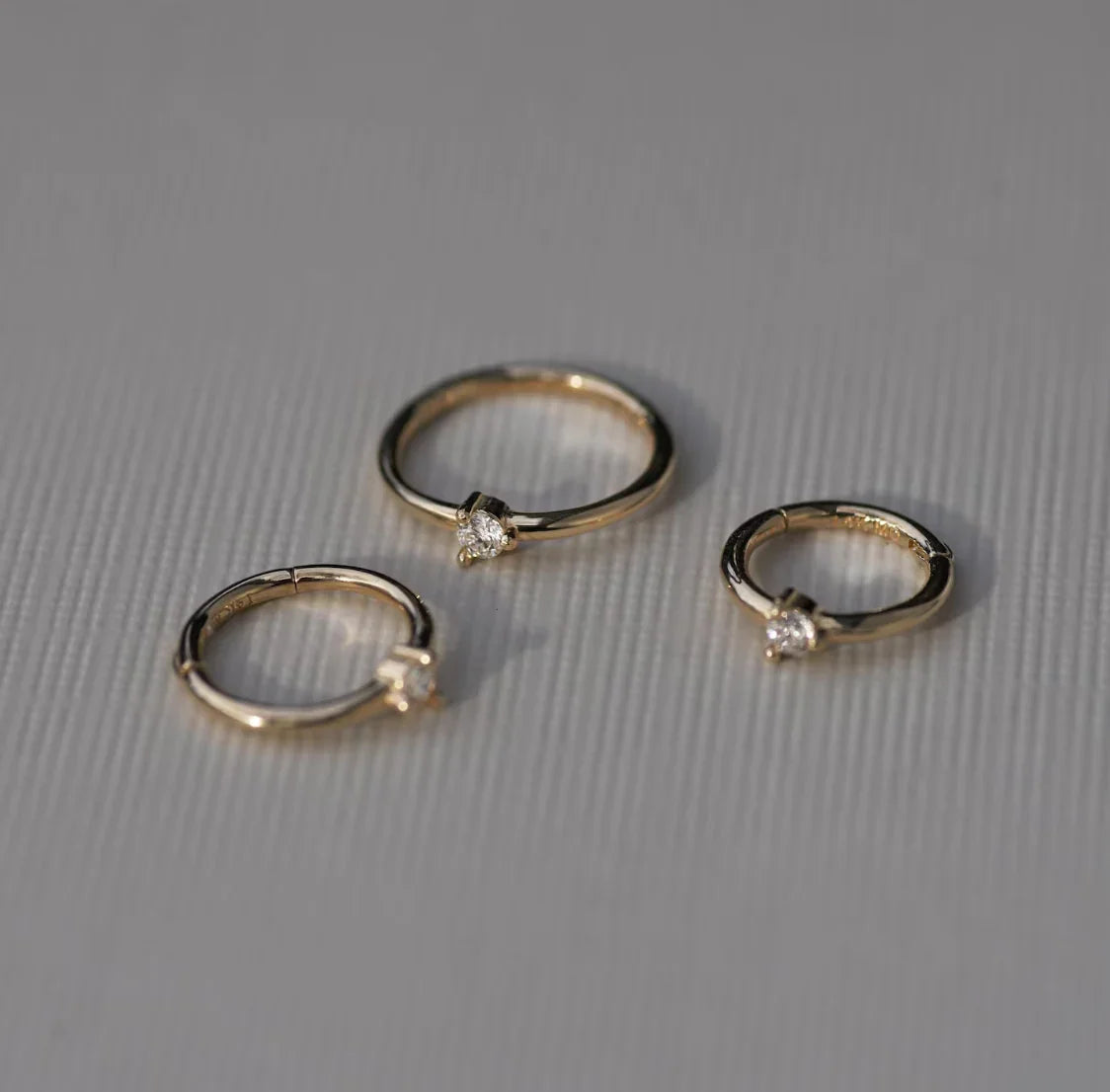 14K Solid Gold Single Diamond Clicker Hoop – Anygolds