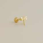 14K Solid Gold Baby Dragonfly Stud Piercing Earring - Anygolds 