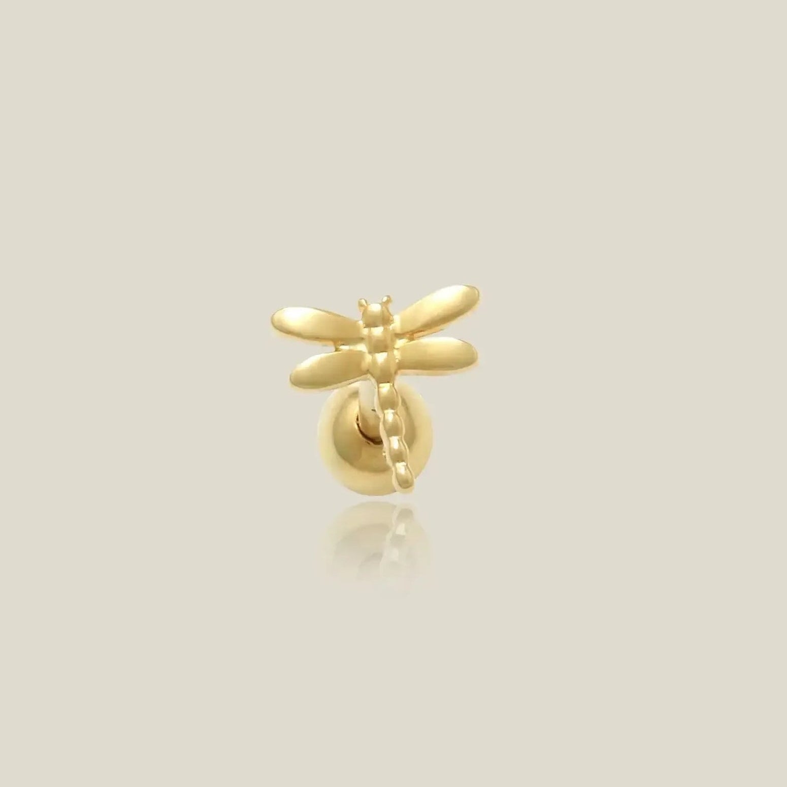 14K Solid Gold Mini Dragonfly Stud – Anygolds