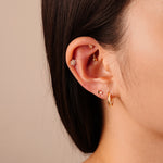 14K Gold Teardrop Rook CZ Curved Barbell Piercing - Anygolds