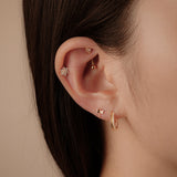 Eternity Stone Triple Row Hoop Earrings