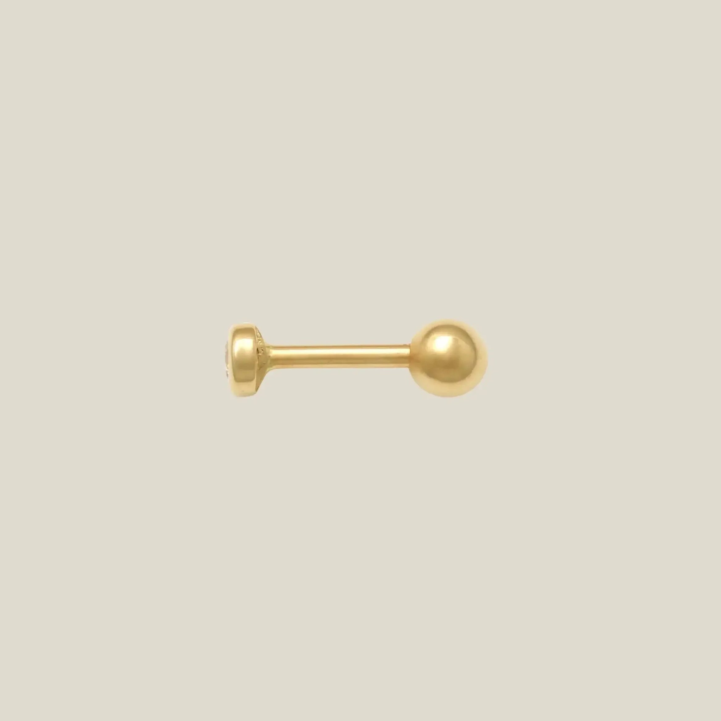 14K Solid Gold CZ Flat Round Stud – Anygolds