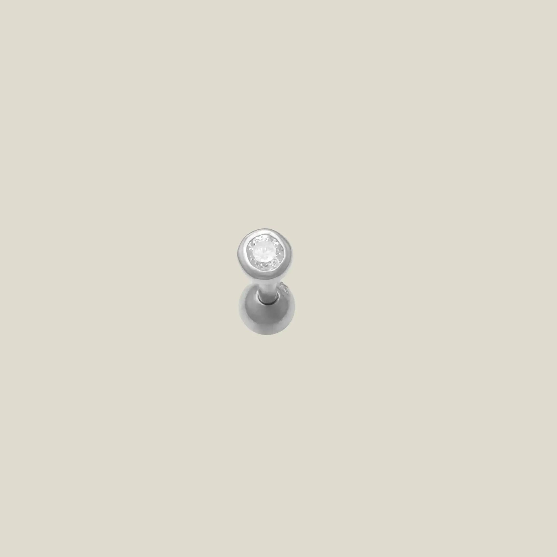 14K Solid Gold CZ Flat Round Stud – Anygolds