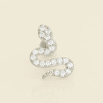 14K Solid Gold Eternity Cubic Zirconia Snake Stud Piercing Earring - Anygolds 