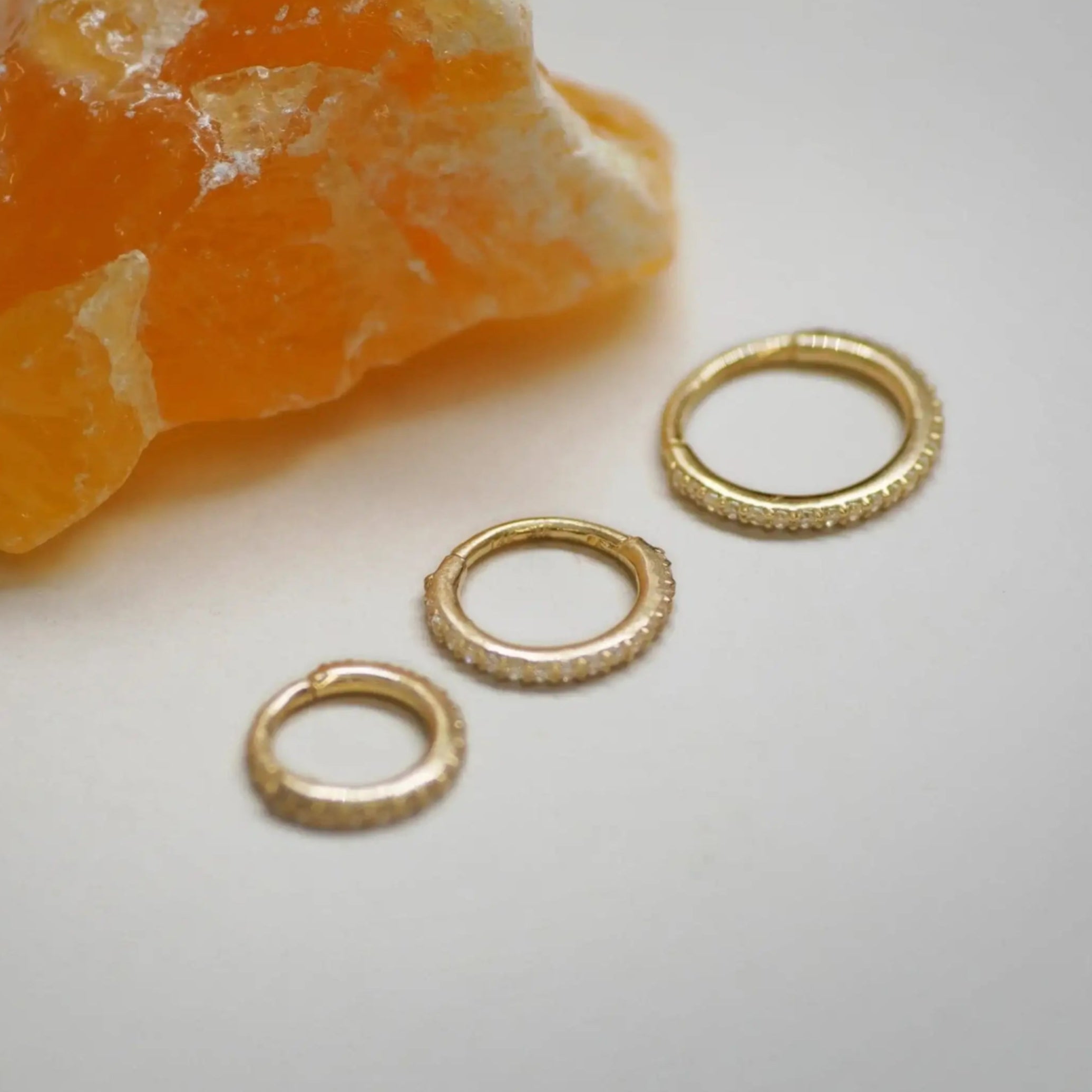 14K Solid Gold Essential CZ Clicker Hoop – Anygolds