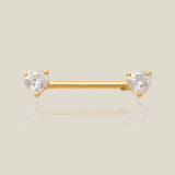 CZ Double Heart Straight Barbell - Anygolds