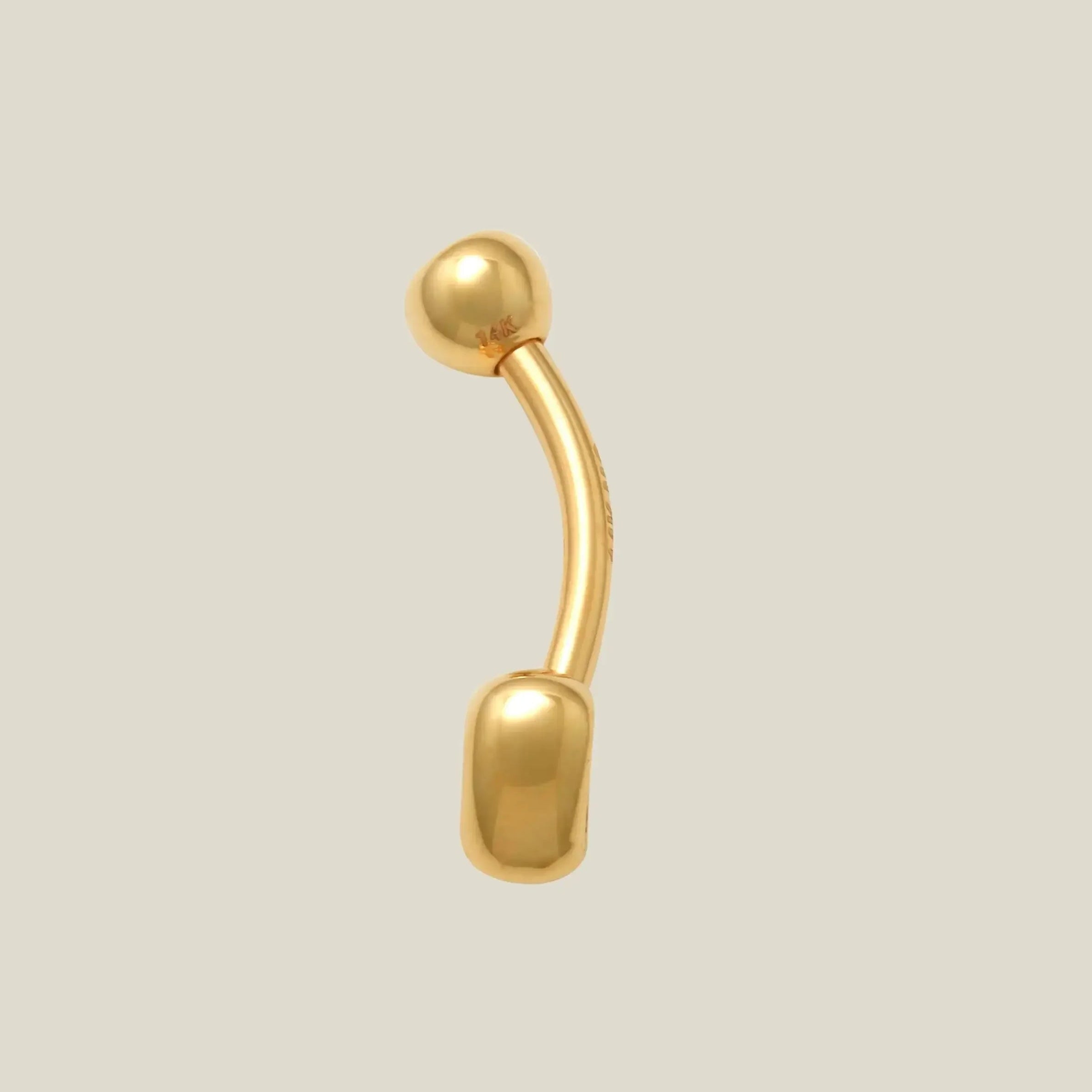 14K Solid Gold Bezel Heart Curved Barbell – Anygolds