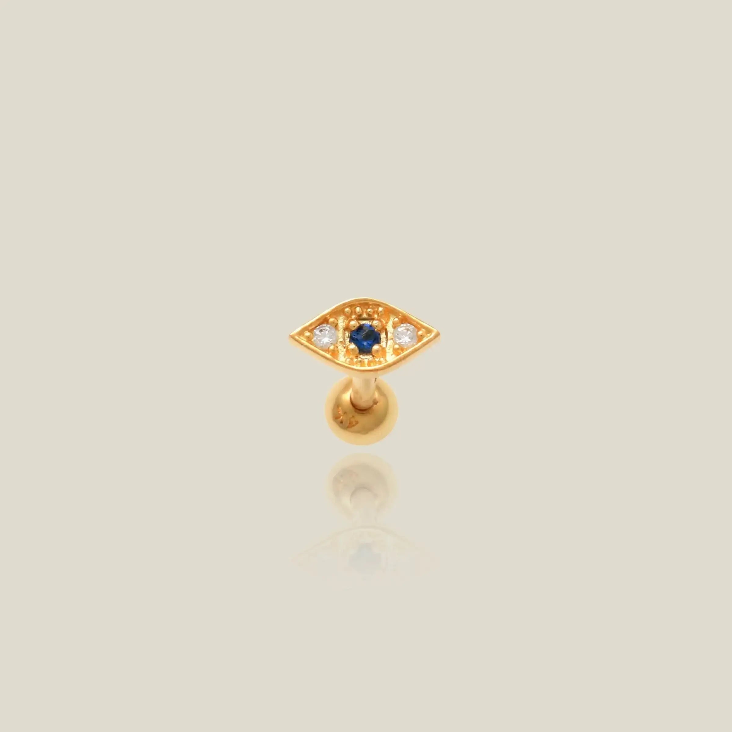 Sapphire Blue CZ Evil Eye Stud - Anygolds