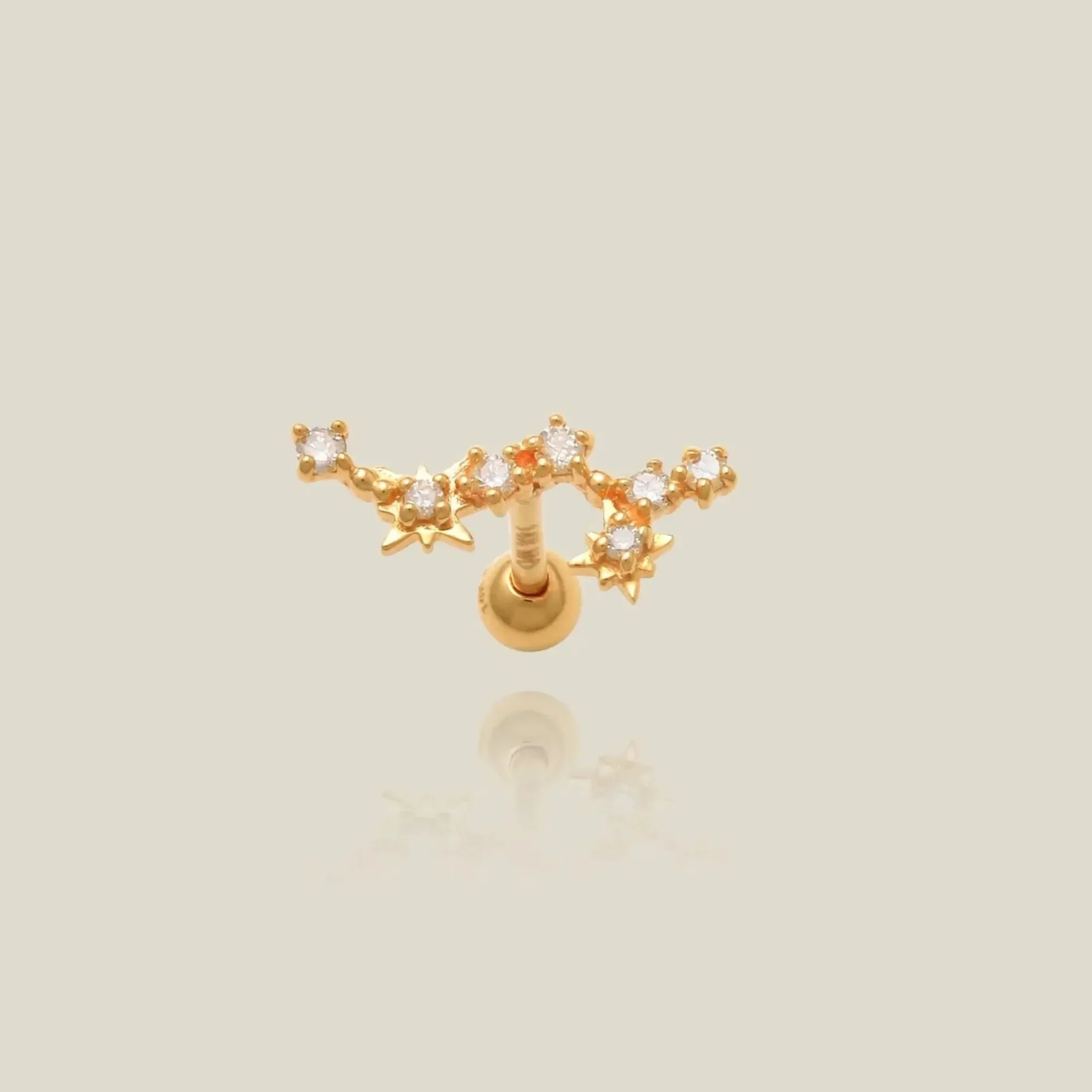 14K Solid Gold Diamond Climber Star Constellation Stud – Anygolds