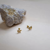 14K Gold Olive Leaf with Diamond Stud Earring - Anygolds