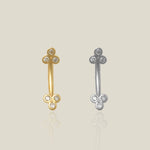 14K Solid Gold Diamond Trinity Floral Curved Barbell – Anygolds