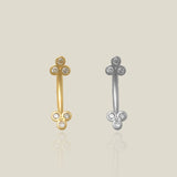 14K Solid Gold Diamond Trinity Floral Curved Barbell – Anygolds