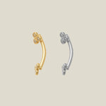 14K Solid Gold Diamond Trinity Floral Curved Barbell – Anygolds