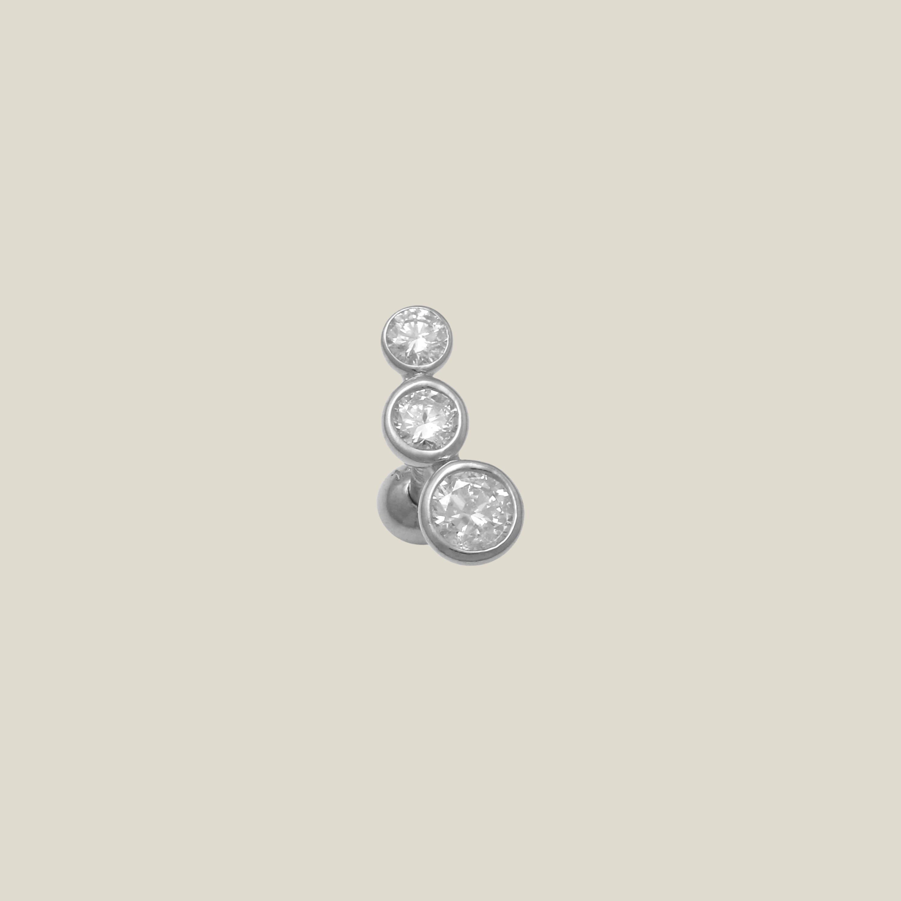 Curved Round Trio Diamond Stud - Anygolds