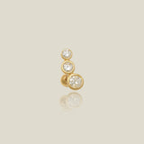 Curved Round Trio Diamond Stud