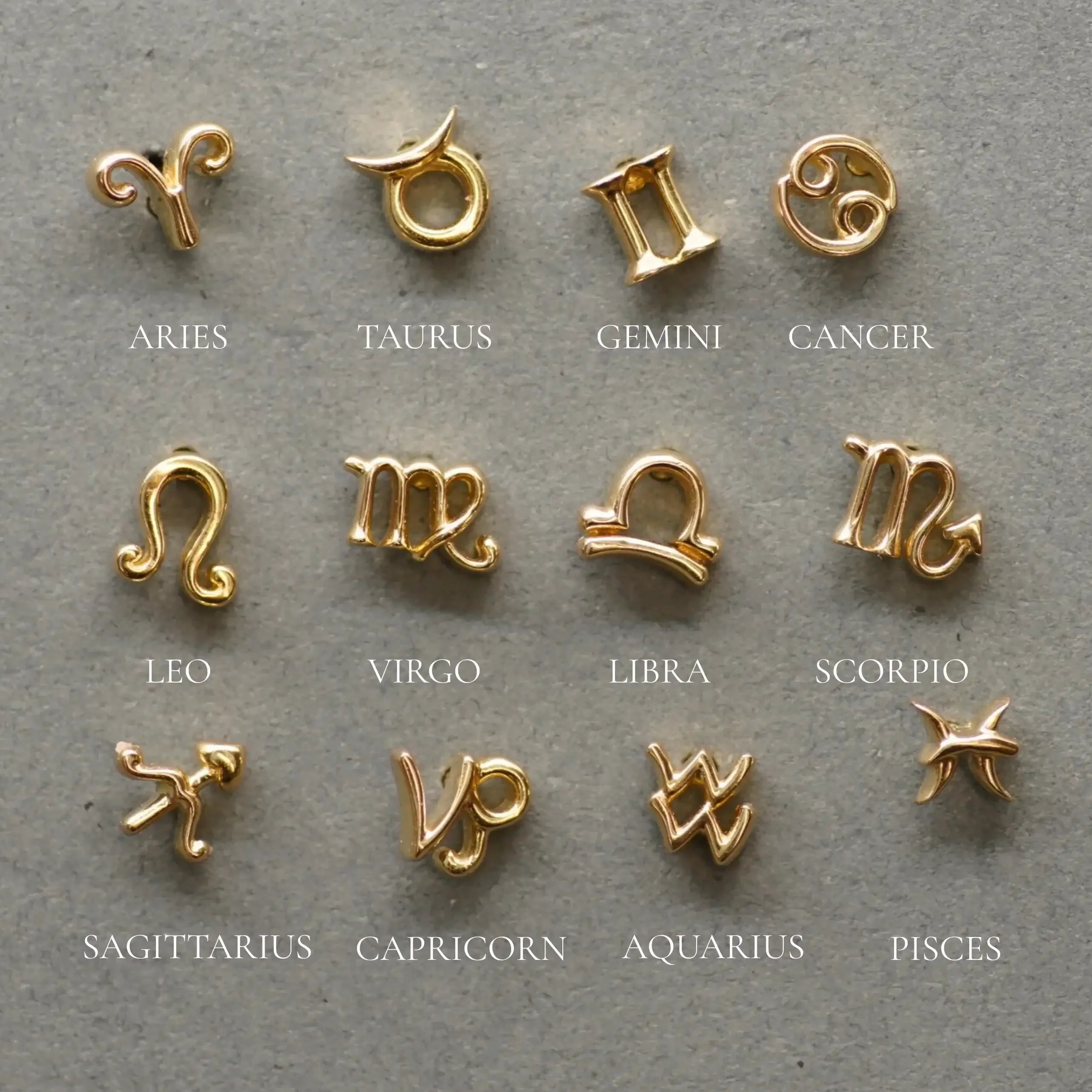14K Solid Gold Zodiac Sign Stud – Anygolds