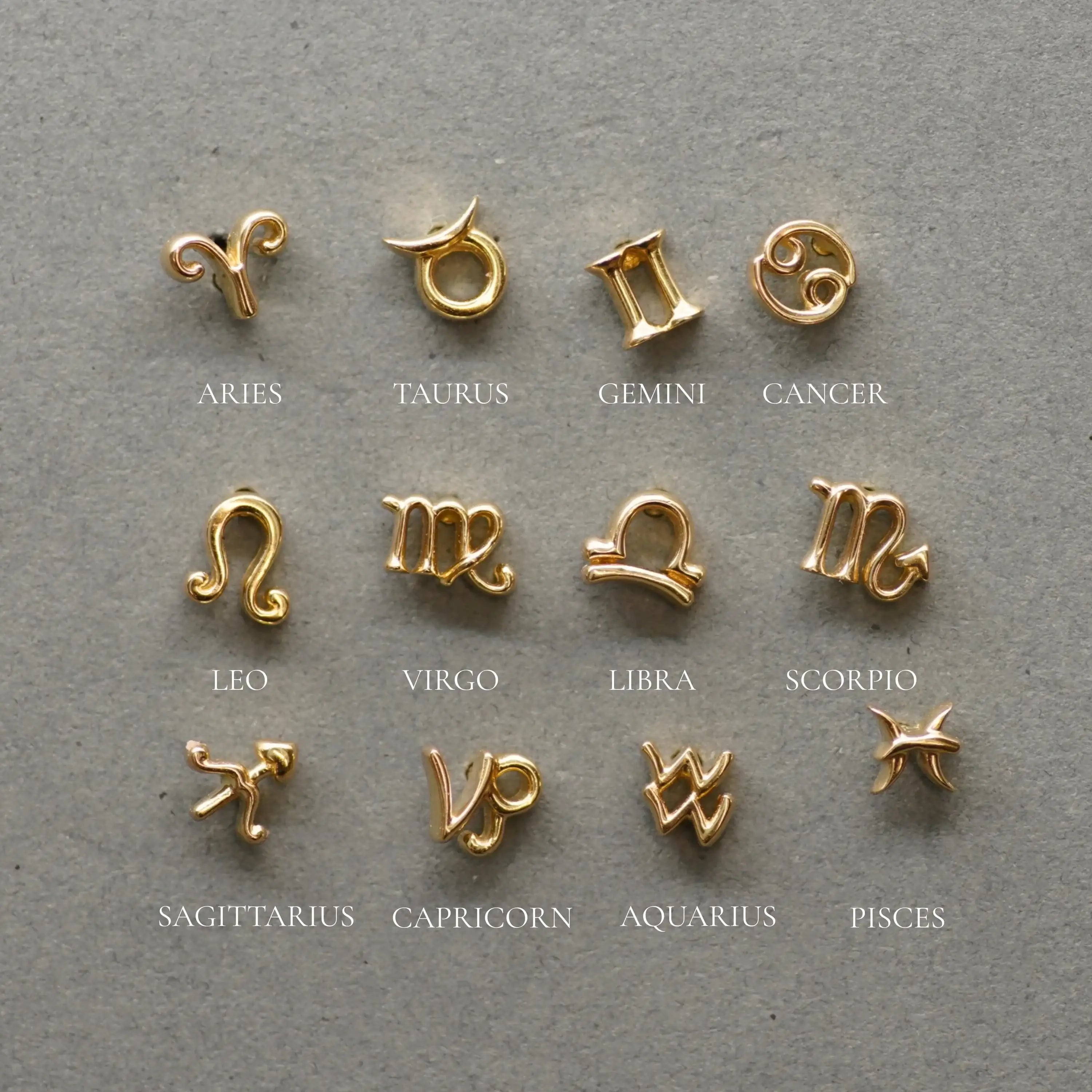 14K Solid Gold Zodiac Sign Stud – Anygolds