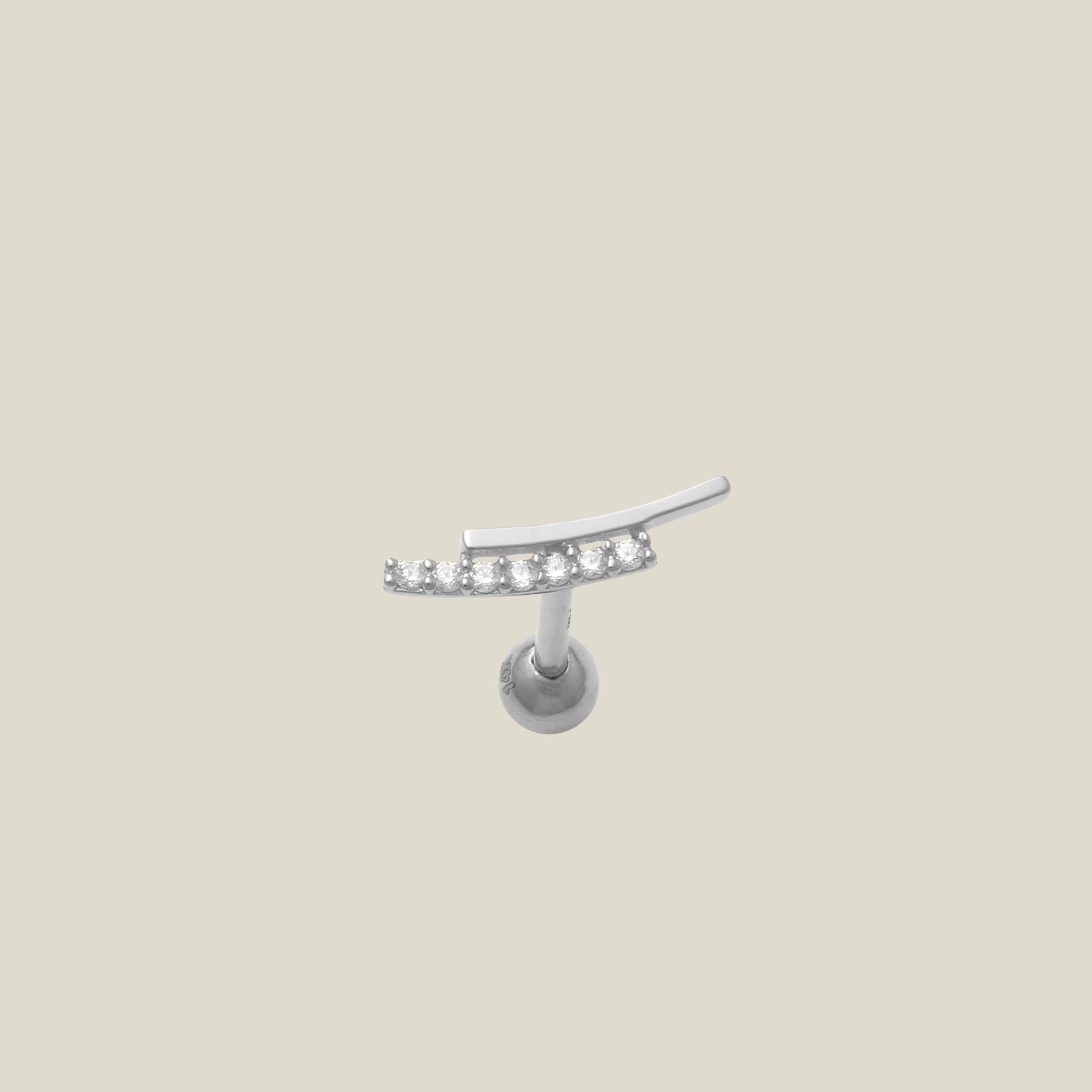 Curved CZ Bar Stud