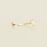 14K Solid Gold Cubic Zirconia Round Curved Barbell Rook Piercing - Anygolds 