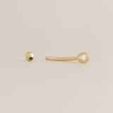 14K Gold Teardrop Rook CZ Curved Barbell Piercing - Anygolds 