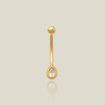 Teardrop Stone Curved Barbell - 16G - Anygolds